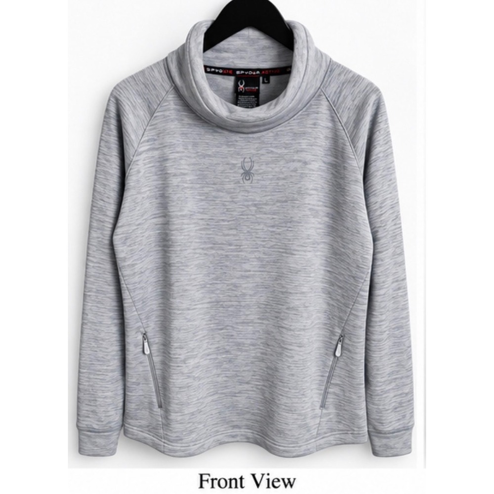 Spyder Active Womens Grey Space Dye Cowl Neck Pullover Sweatshirt Large SP174